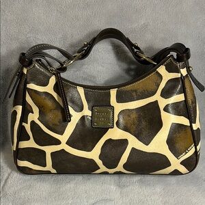 Dooney & Bourke Brown and Cream Giraffe Print Shoulder Bag